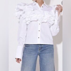 FOR @taradoroudian - Khaite Virginia Ruffle Top